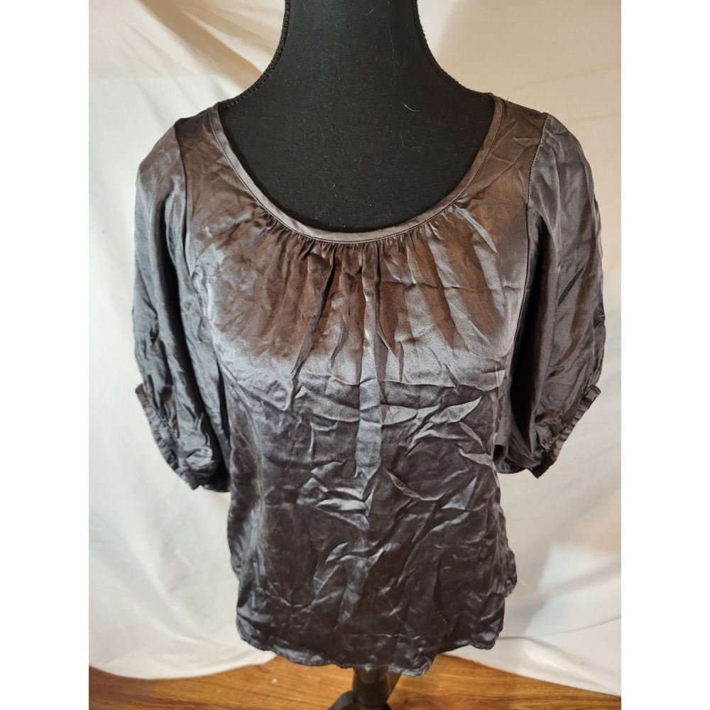 Steven Alan Size XS Gray 100% Silk S/S Bubble Sleeve